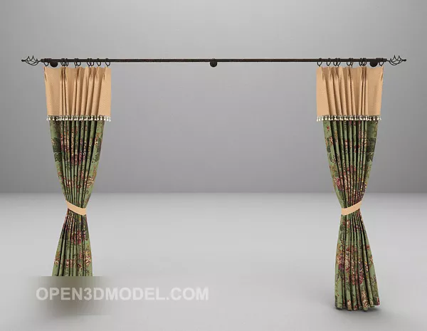 Vintage Patterns Curtain 3d model Vintage Patterns Curtain 3d model