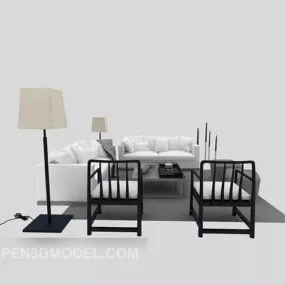 Modern Sofa Furniture with Lamp Carpet 3d model