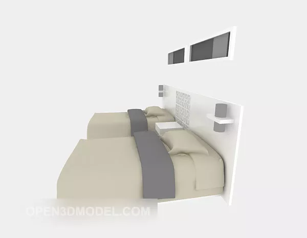 Twin Single Bed Furniture 3d model Twin Single Bed Furniture 3d model