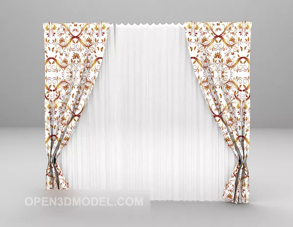 Crushed flower curtain furniture 3d model Crushed flower curtain furniture 3d model