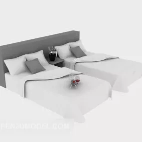 Hotel Twin Single Bed Modern Furniture 3d model