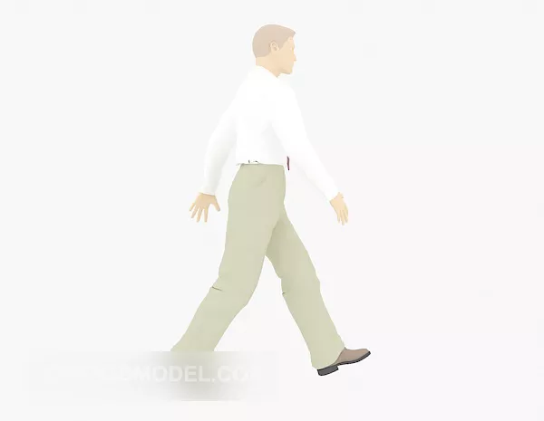 Walking Men Character White Shirt 3d model Walking Men Character White Shirt 3d model