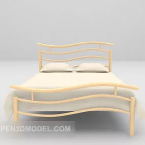 Wood Double Bed Furniture 3d model