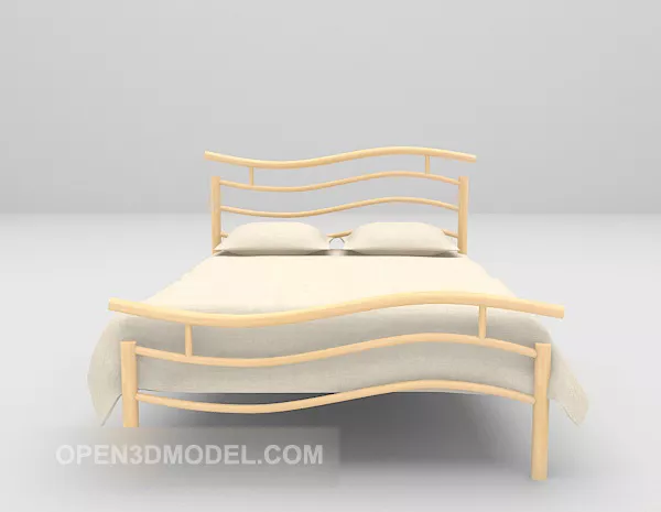 Wood Double Bed Furniture 3d model Wood Double Bed Furniture 3d model