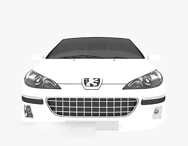 White Peugeot Car 3d model White Peugeot Car 3d model