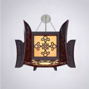 Mahogany Wood Chandelier Furniture 3d model