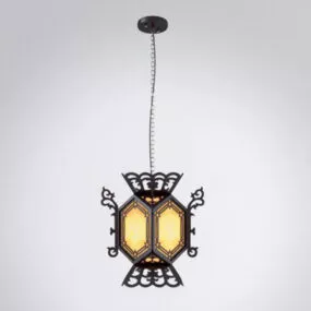 Black Wood Chandelier Chinese Furniture 3d model
