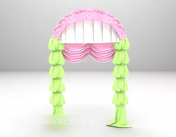 Curtain With Hanger And Wire 3d model