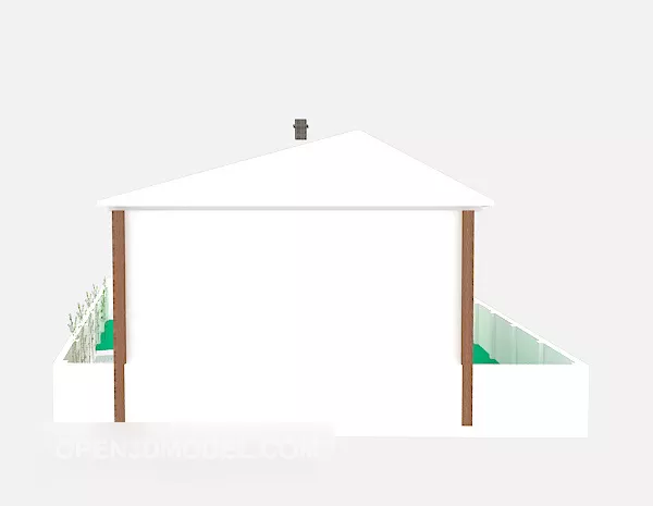 Modern House White Painted 3d model