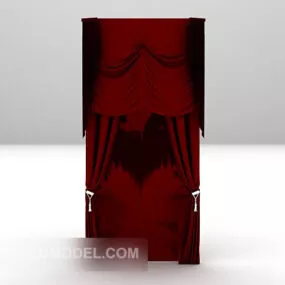 Red Color Curtain Furniture 3d model