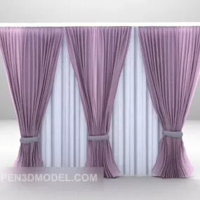 Restaurant Purple Curtain Furniture 3d model