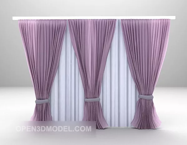 Two Layers Textile Curtain For Window 3d model