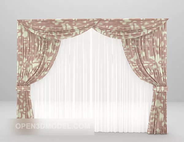 Grey Curtain Two Layers 3d model