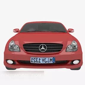 Mercedes Car Sedan Red Color 3d model