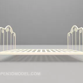 White Single Bed Metal Frame 3d model