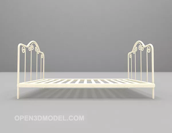 White Single Bed Metal Frame 3d model White Single Bed Metal Frame 3d model