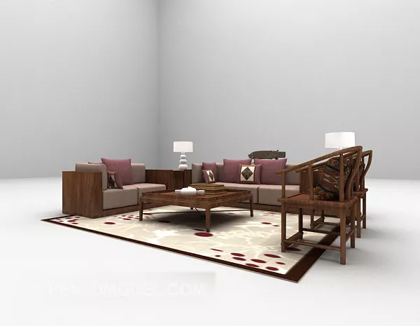 Chinese Combination Sofa Furniture 3d model Chinese Combination Sofa Furniture 3d model
