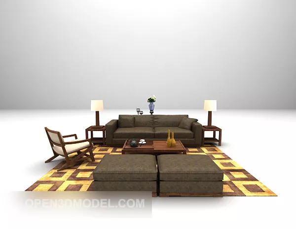Chinese Style Combination Sofa Furniture 3d model Chinese Style Combination Sofa Furniture 3d model