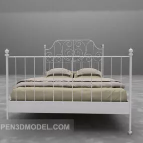 White Metal Double Bed 3d model