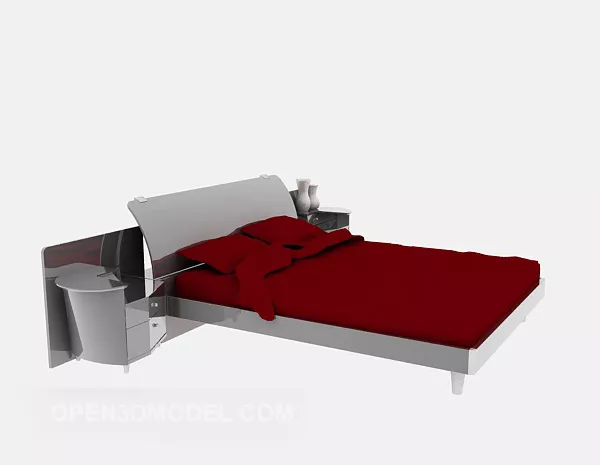 Double Bed With Furniture 3d model Double Bed With Furniture 3d model