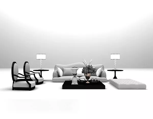 European Grey Combination Sofa Table Set 3d model European Grey Combination Sofa Table Set 3d model