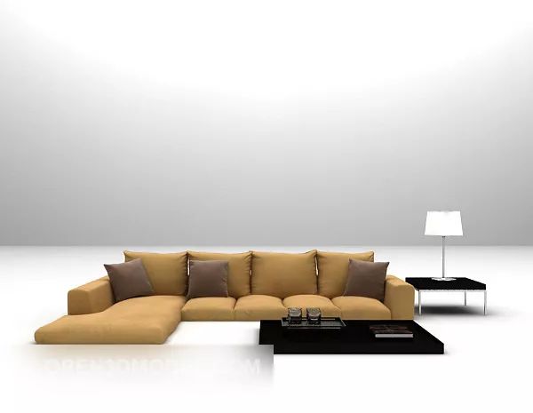 Yellow Multi-seaters Sofa Furniture 3d model Yellow Multi-seaters Sofa Furniture 3d model