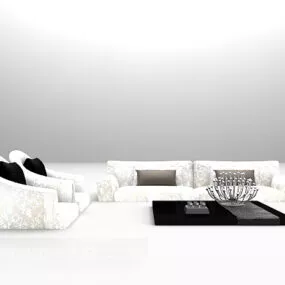 White Fabric European Sofa Furniture 3d model