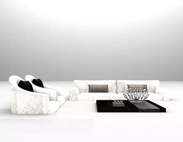 White Fabric European Sofa Furniture 3d model White Fabric European Sofa Furniture 3d model