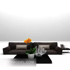 Black Double Sofa Furniture 3d model
