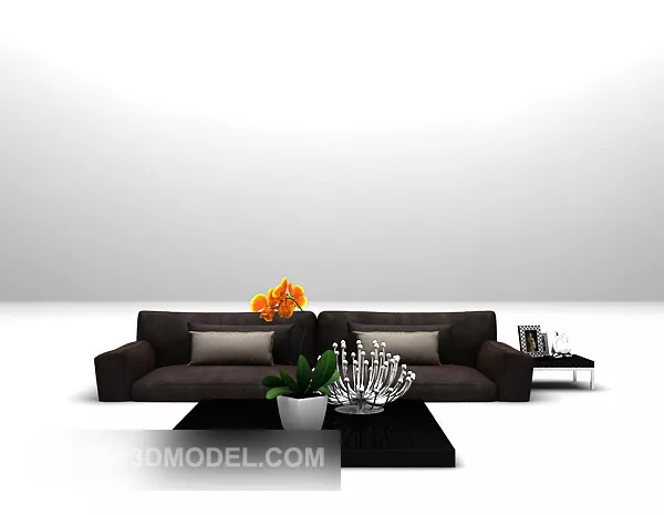 Black Double Sofa Furniture 3d model Black Double Sofa Furniture 3d model