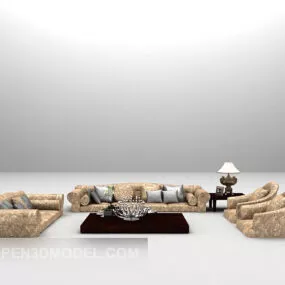 Brown Combination Sofa Leather 3d model