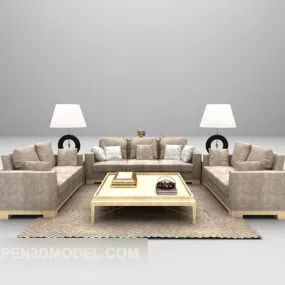 Modern Wooden Sofa Furniture 3d model