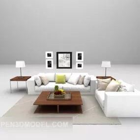White Combination Sofa Furniture 3d model