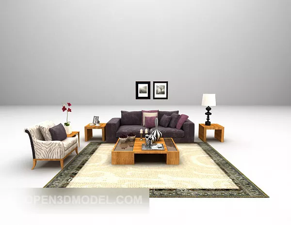 European Vintage Combination Sofa Set 3d model European Vintage Combination Sofa Set 3d model