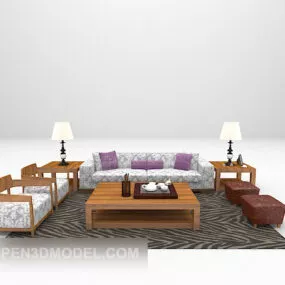 Wood Combination Sofa Furniture 3d model