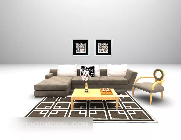 Square Carpet Modular 3d model
