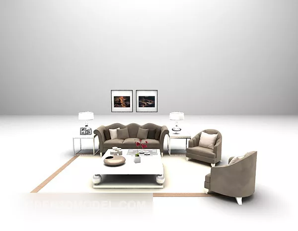 Combo Sofa Furniture European Style 3d model Combo Sofa Furniture European Style 3d model