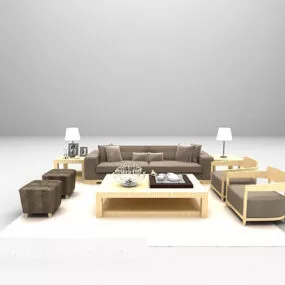 Brown Color Combination Sofa 3d model
