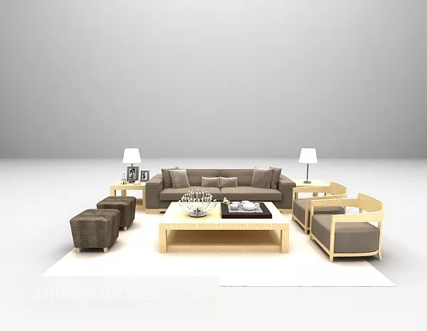 Brown Color Combination Sofa 3d model Brown Color Combination Sofa 3d model