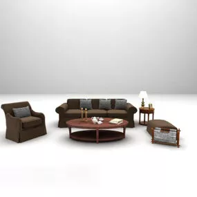 European Brown Combination Sofa Furniture 3d model