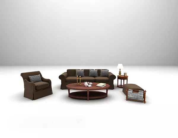 European Brown Combination Sofa Furniture 3d model European Brown Combination Sofa Furniture 3d model