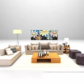 Combination Sofa Table Lamp Furniture 3d model