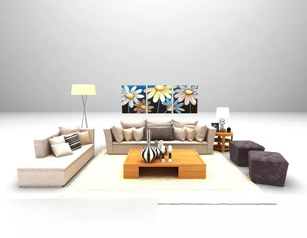 Combination Sofa Table Lamp Furniture 3d model Combination Sofa Table Lamp Furniture 3d model