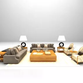 Combination Brown Sofa Table Furniture 3d model