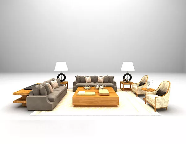 Combination Brown Sofa Table Furniture 3d model Combination Brown Sofa Table Furniture 3d model