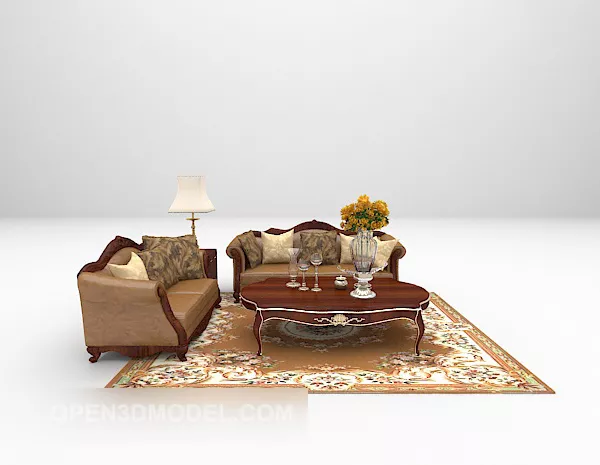 European Leather Sofa Furniture 3d model European Leather Sofa Furniture 3d model