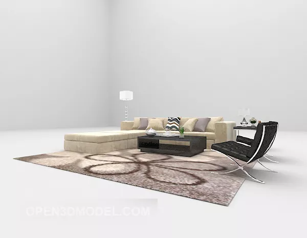 Light Multi-seaters Sofa Furniture 3d model Light Multi-seaters Sofa Furniture 3d model