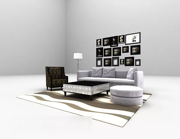 Combination Sofa With Picture Wall Decor 3d model Combination Sofa With Picture Wall Decor 3d model