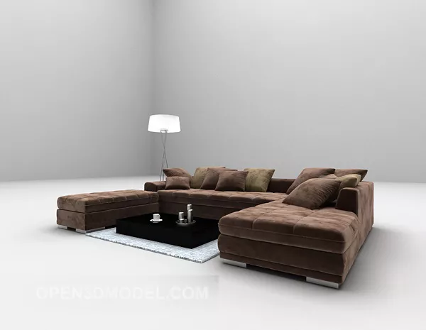 Brown Multi-seaters Sofa Furniture 3d model Brown Multi-seaters Sofa Furniture 3d model