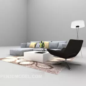 Grey Multi-seaters Sofa Furniture 3d model